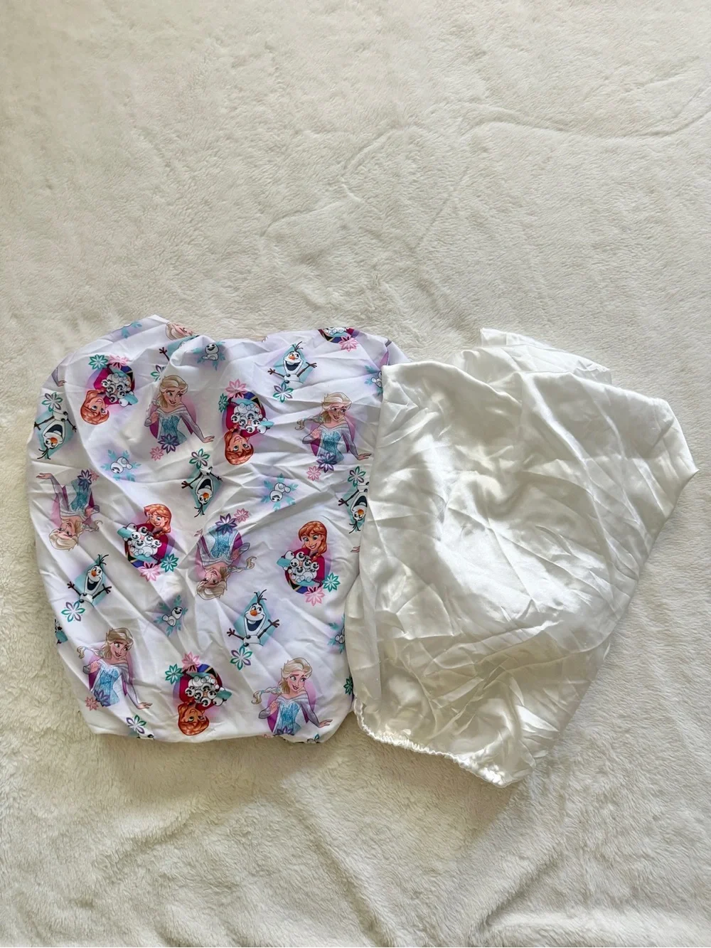 Toddler Fitted Crib Sheets Set of 2 Frozen White Satin